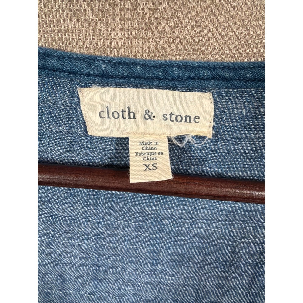 Cloth & Stone Athropologie Chambray Cold Shoulder Double Gauze Cotton XS - Picture 3 of 6
